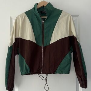 Cider XS Green and Brown Colorblock Bomber Jacket
